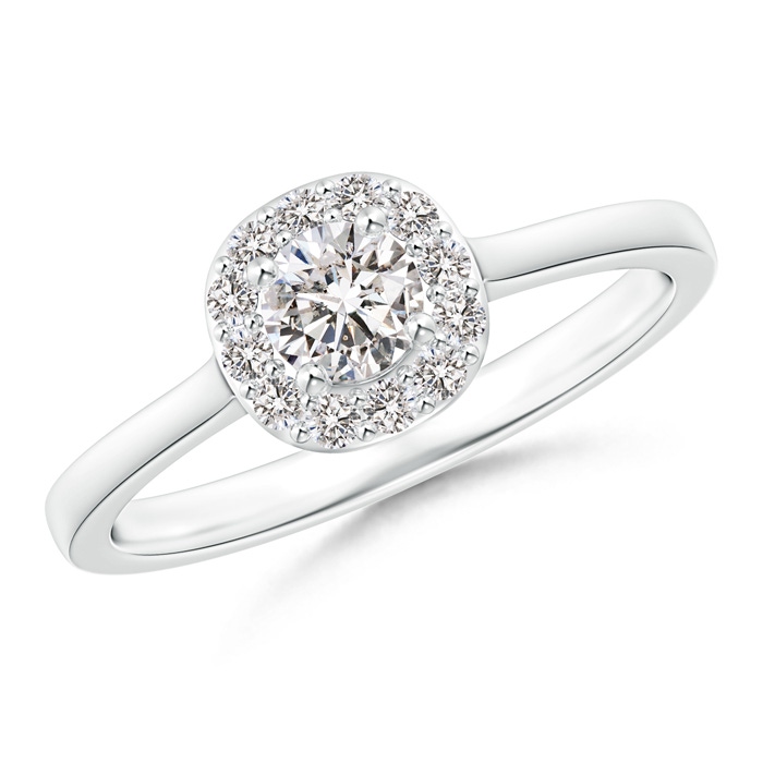 4.2mm IJI1I2 Classic Prong-Set Round Diamond Halo Ring in White Gold 