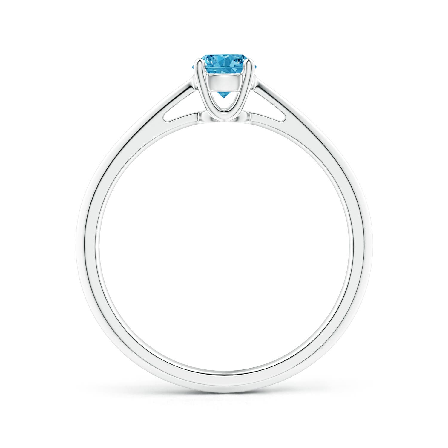 4.4mm AAAA Knife-Edged Classic Round Fancy Intense Blue Diamond Solitaire Ring in White Gold - side 3
