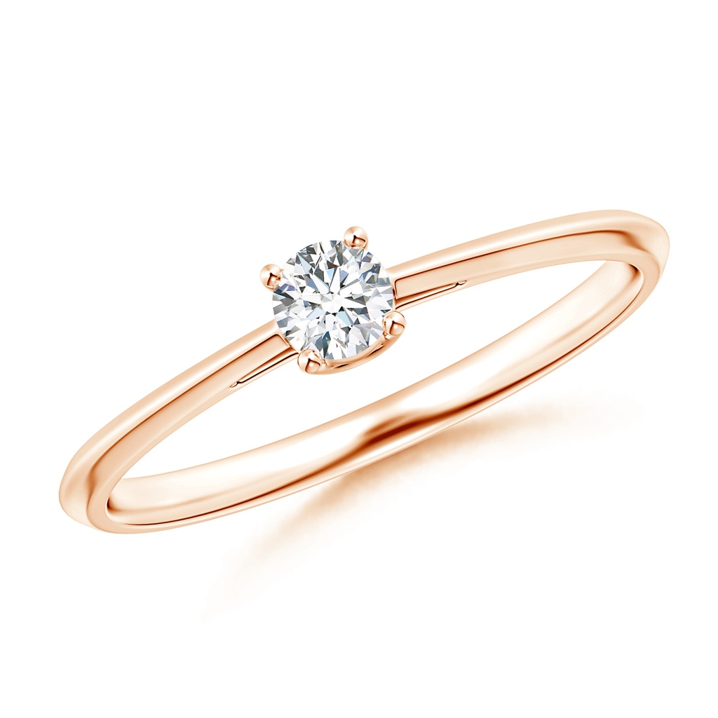 3.4mm GVS2 Knife-Edged Classic Round Diamond Solitaire Ring in 10K Rose Gold