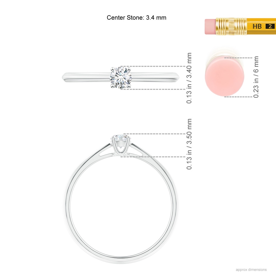 3.4mm GVS2 Knife-Edged Classic Round Diamond Solitaire Ring in White Gold ruler