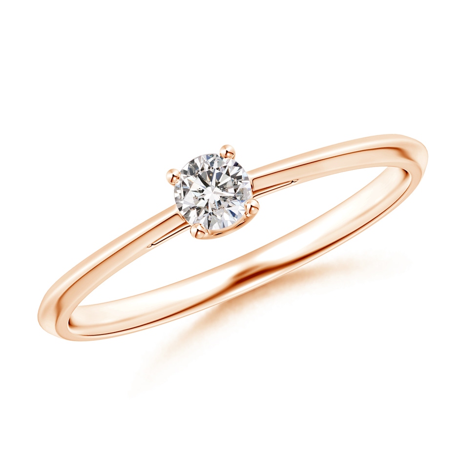3.4mm IJI1I2 Knife-Edged Classic Round Diamond Solitaire Ring in 9K Rose Gold 