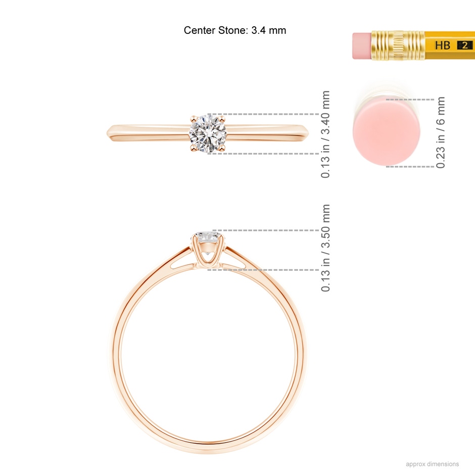 3.4mm IJI1I2 Knife-Edged Classic Round Diamond Solitaire Ring in 9K Rose Gold product image