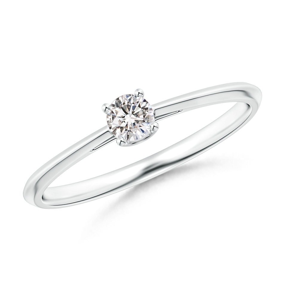 3.4mm IJI1I2 Knife-Edged Classic Round Diamond Solitaire Ring in White Gold 