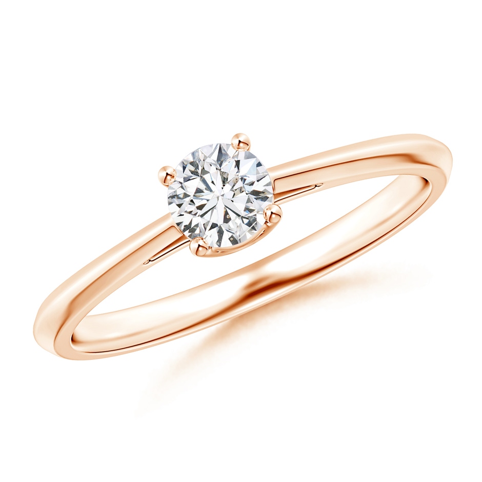4.4mm HSI2 Knife-Edged Classic Round Diamond Solitaire Ring in Rose Gold 