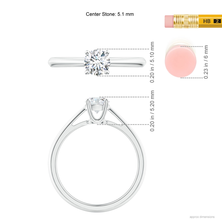 5.1mm GVS2 Knife-Edged Classic Round Diamond Solitaire Ring in P950 Platinum ruler