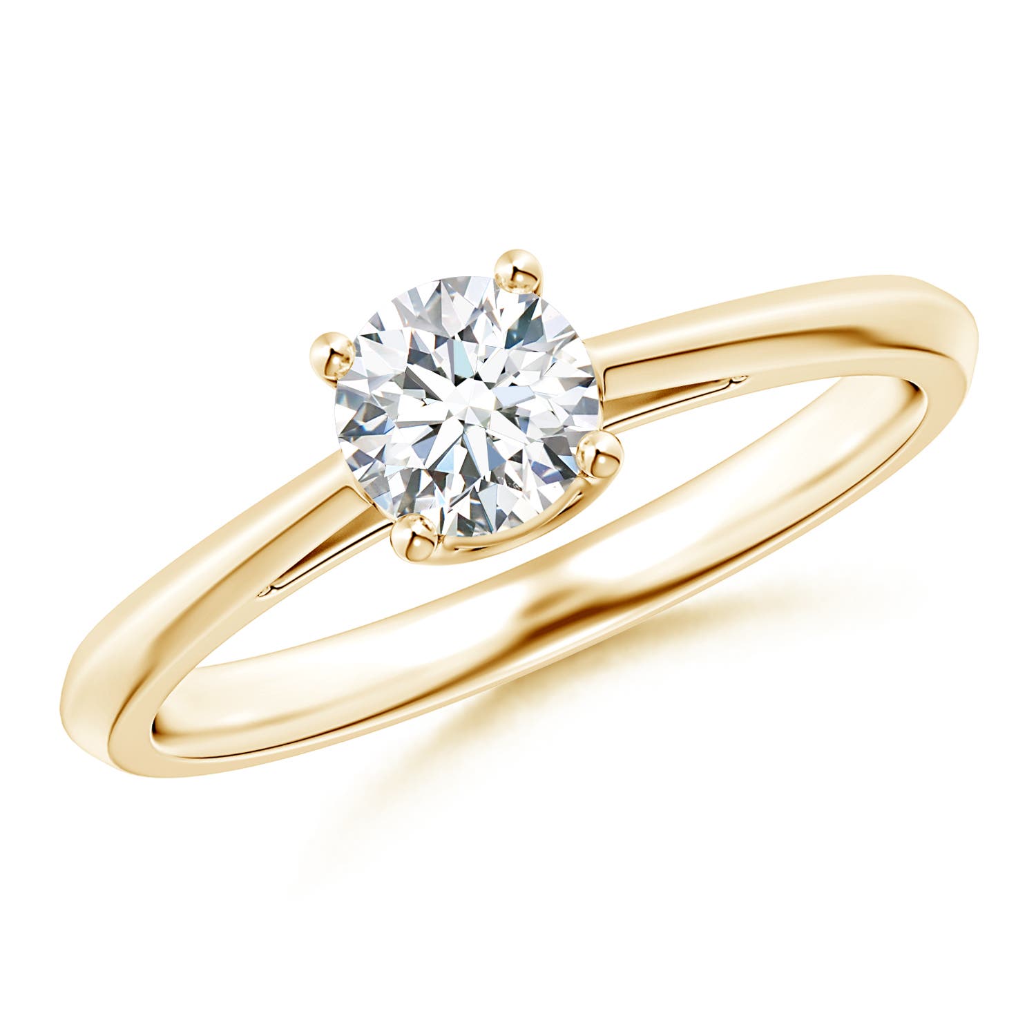 Knife-Edged Classic Round Diamond Solitaire Engagement Ring