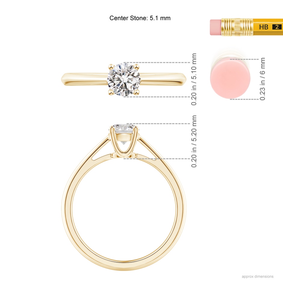 5.1mm IJI1I2 Knife-Edged Classic Round Diamond Solitaire Ring in 9K Yellow Gold product image