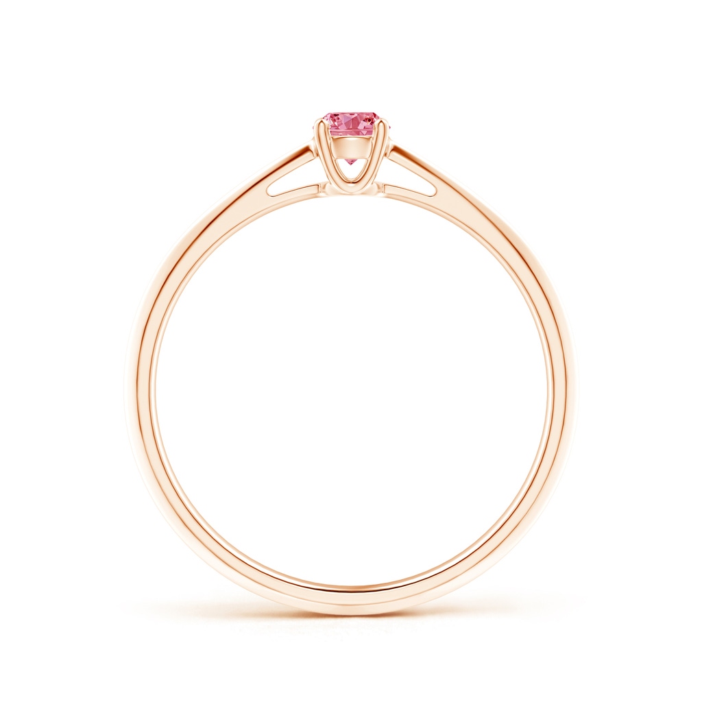 3.4mm AAAA Knife-Edged Classic Round Fancy Intense Pink Diamond Solitaire Ring in Rose Gold - side 199