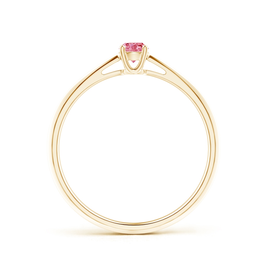 3.4mm AAAA Knife-Edged Classic Round Fancy Intense Pink Diamond Solitaire Ring in Yellow Gold - side 199