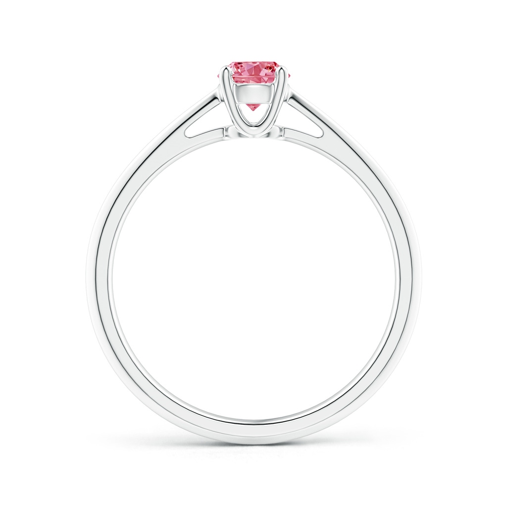 4.4mm AAAA Knife-Edged Classic Round Fancy Intense Pink Diamond Solitaire Ring in White Gold - side 199