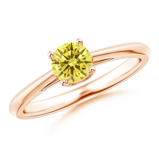 5.1mm AAAA Knife-Edged Classic Round Fancy Intense Yellow Diamond Solitaire Ring in Rose Gold