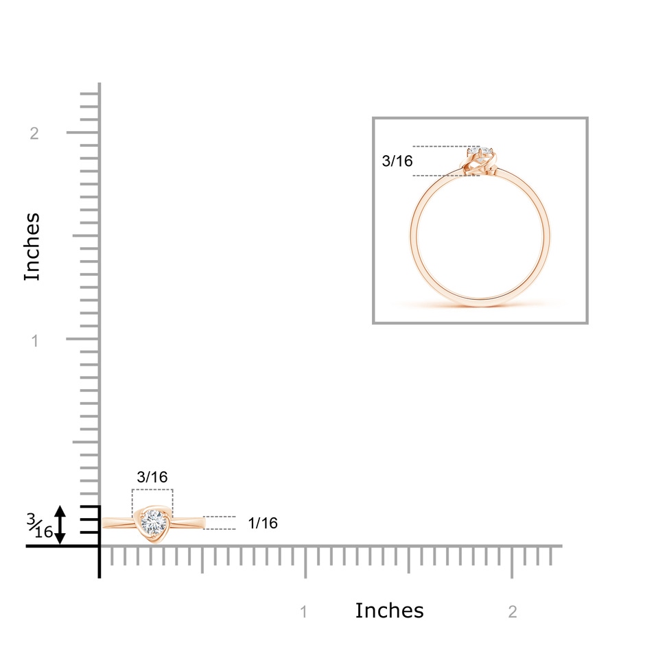 3.4mm GVS2 Solitaire Diamond Floral Ring in Rose Gold ruler