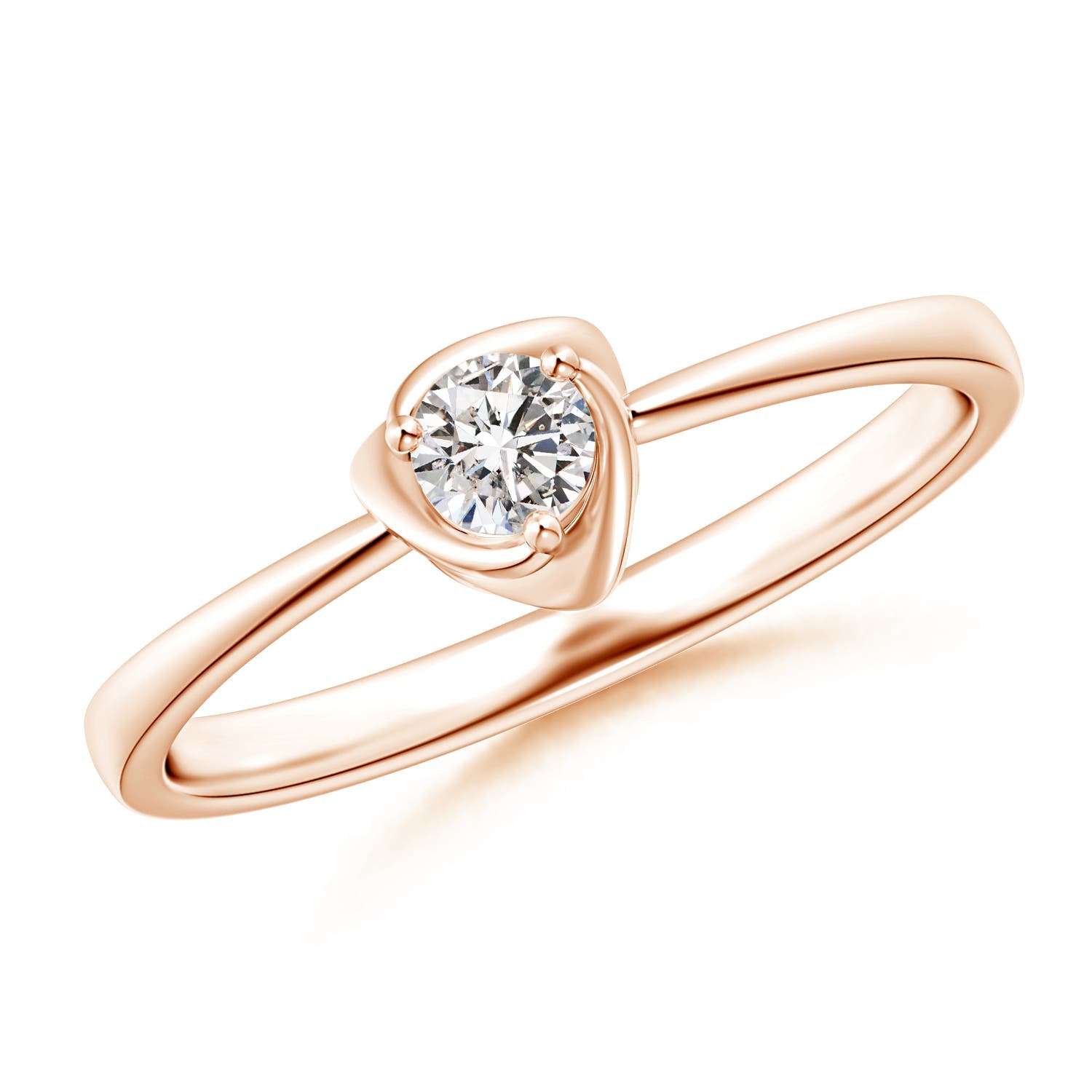 3.4mm IJI1I2 Solitaire Diamond Floral Ring in Rose Gold