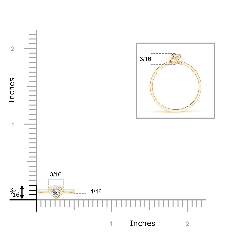 3.4mm IJI1I2 Solitaire Diamond Floral Ring in Yellow Gold ruler