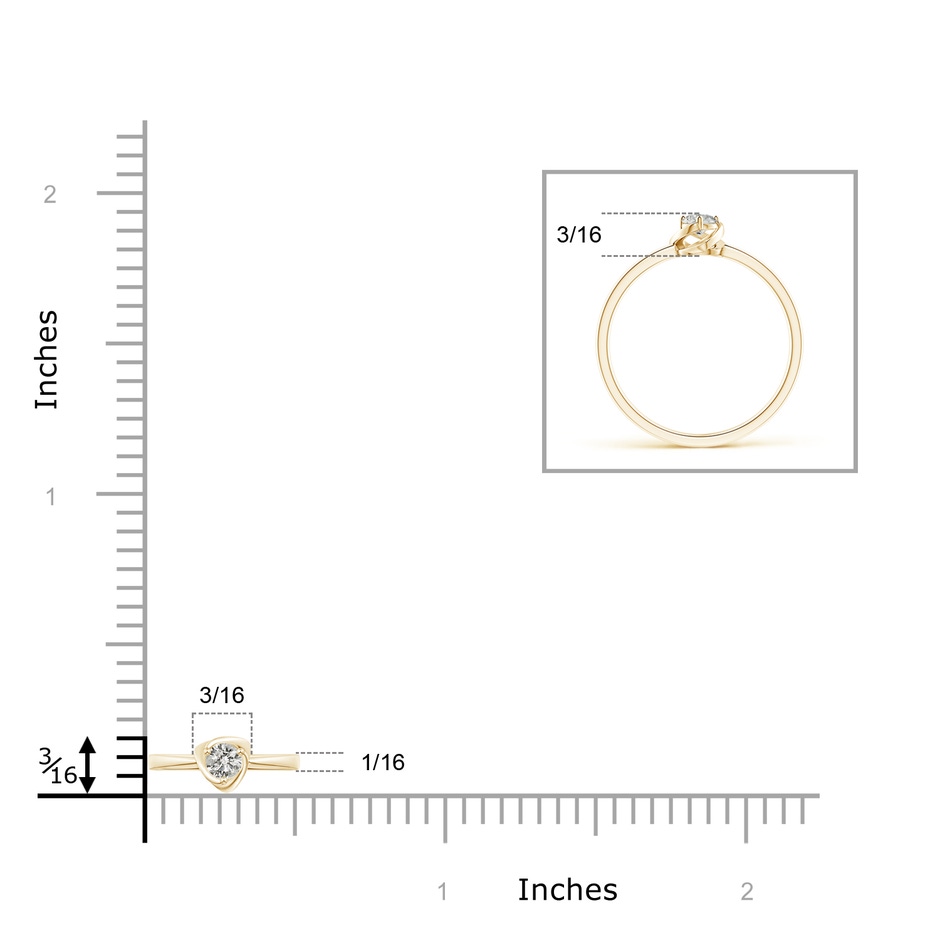 3.4mm KI3 Solitaire Diamond Floral Ring in Yellow Gold ruler
