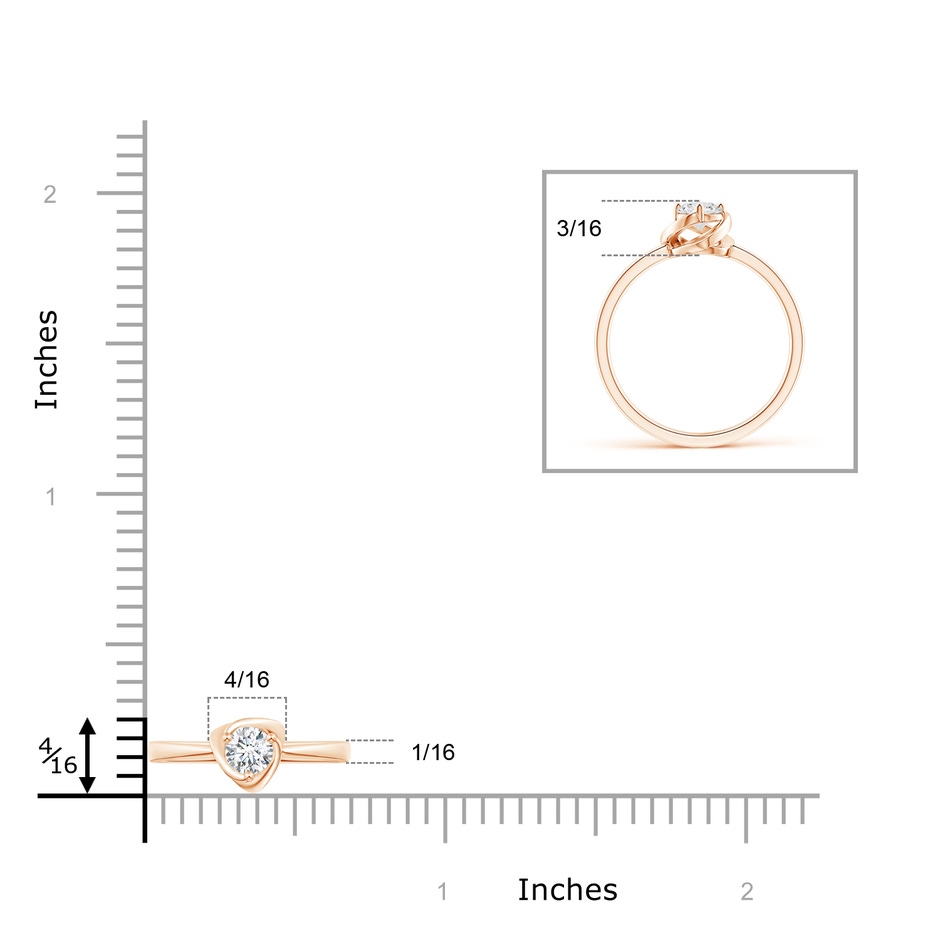 4.4mm GVS2 Solitaire Diamond Floral Ring in Rose Gold ruler