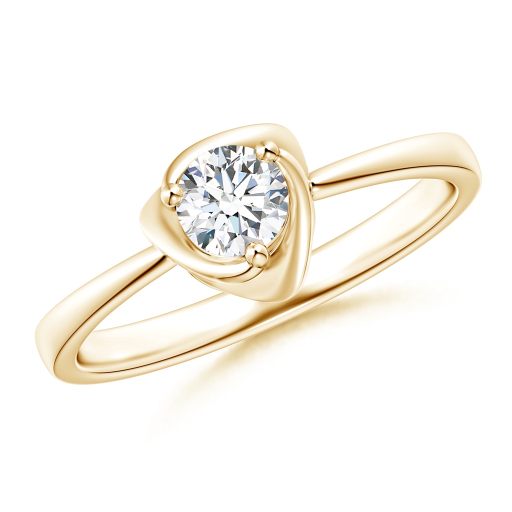 4.4mm GVS2 Solitaire Diamond Floral Ring in Yellow Gold
