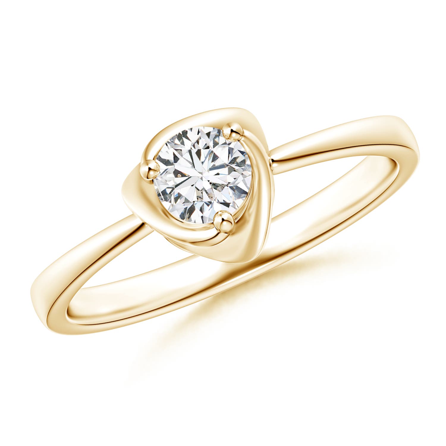 4.4mm HSI2 Solitaire Diamond Floral Ring in Yellow Gold
