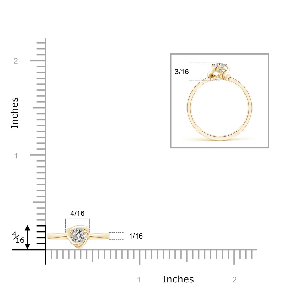 4.4mm KI3 Solitaire Diamond Floral Ring in Yellow Gold ruler