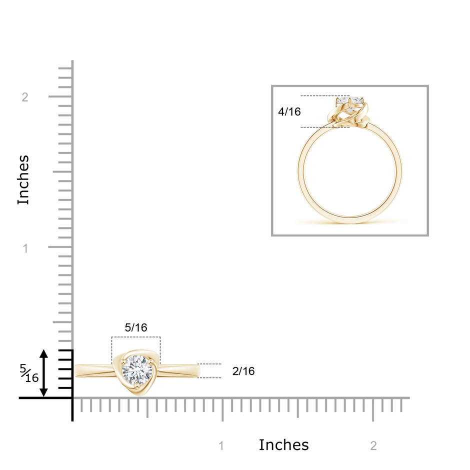 5.1mm GVS2 Solitaire Diamond Floral Ring in Yellow Gold ruler
