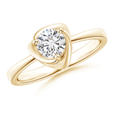 5.1mm HSI2 Solitaire Diamond Floral Ring in Yellow Gold