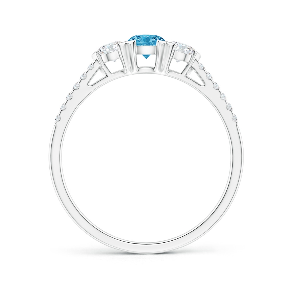3.8mm AAAA Unique Prong-Set Fancy Intense Blue Diamond Three Stone Engagement Ring in White Gold - side 199
