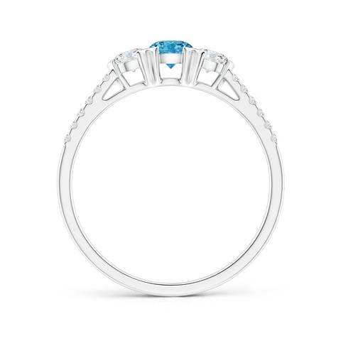 3.8mm AAAA Unique Prong-Set Fancy Intense Blue Diamond Three Stone Engagement Ring in White Gold - side 3