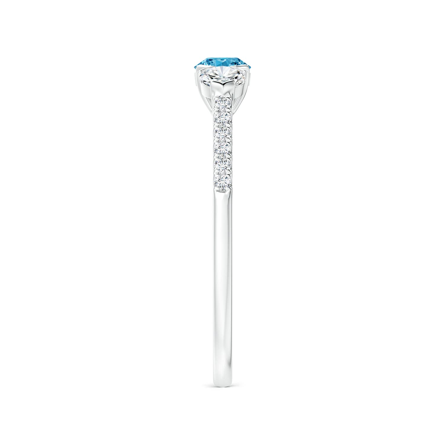 3.8mm AAAA Unique Prong-Set Fancy Intense Blue Diamond Three Stone Engagement Ring in White Gold - side 3