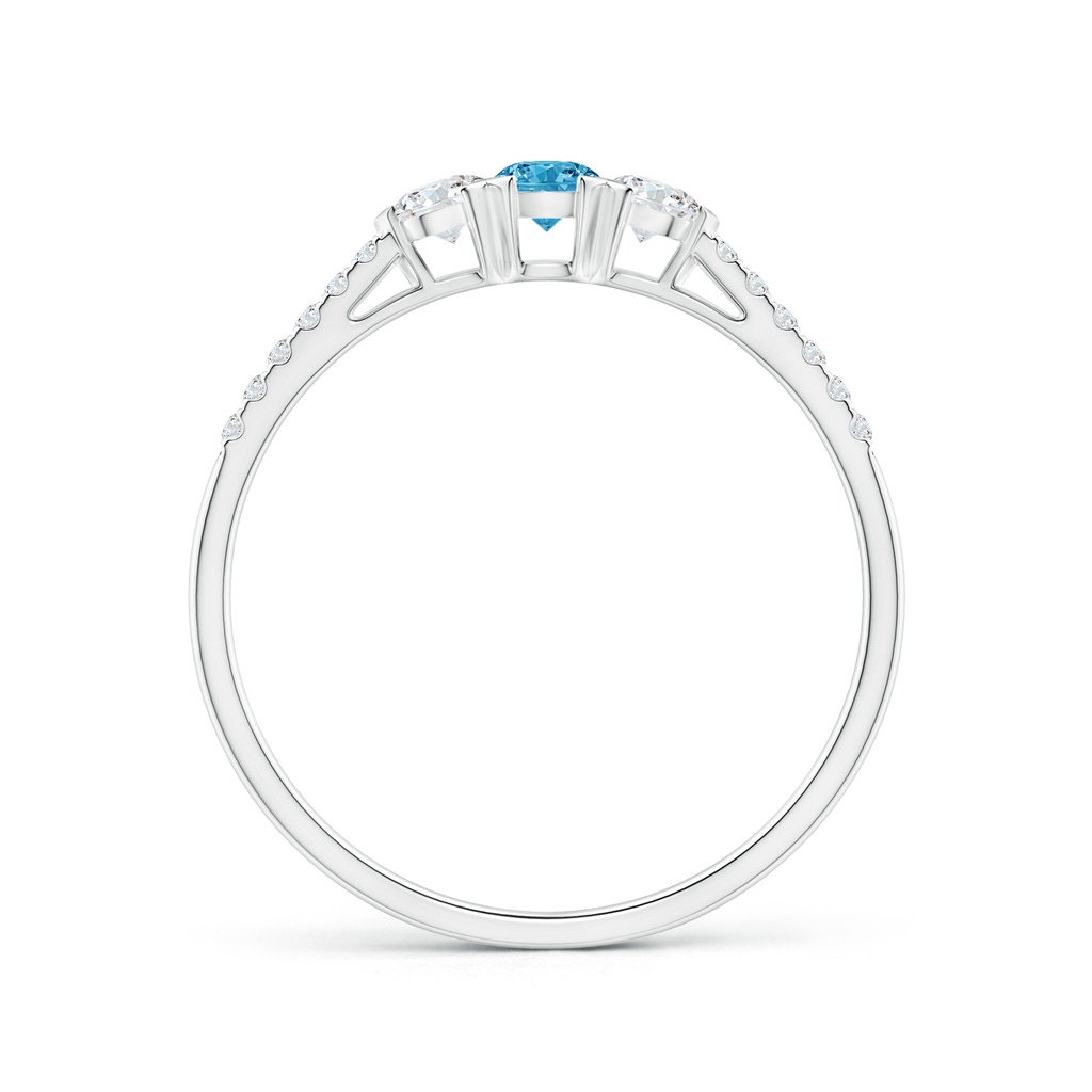3mm AAAA Unique Prong-Set Fancy Intense Blue Diamond Three Stone Engagement Ring in P950 Platinum - side 199