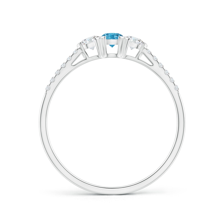 3mm AAAA Unique Prong-Set Fancy Intense Blue Diamond Three Stone Engagement Ring in P950 Platinum side 199