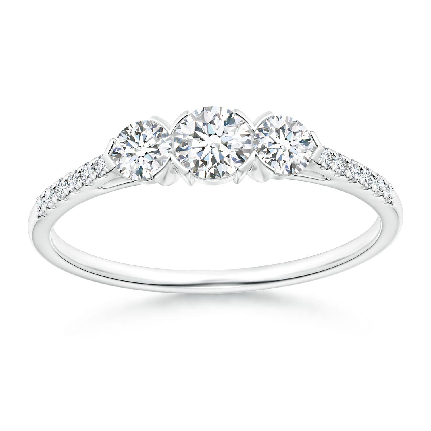 3.8mm GVS2 Unique Prong-Set Diamond Three Stone Engagement Ring in P950 Platinum