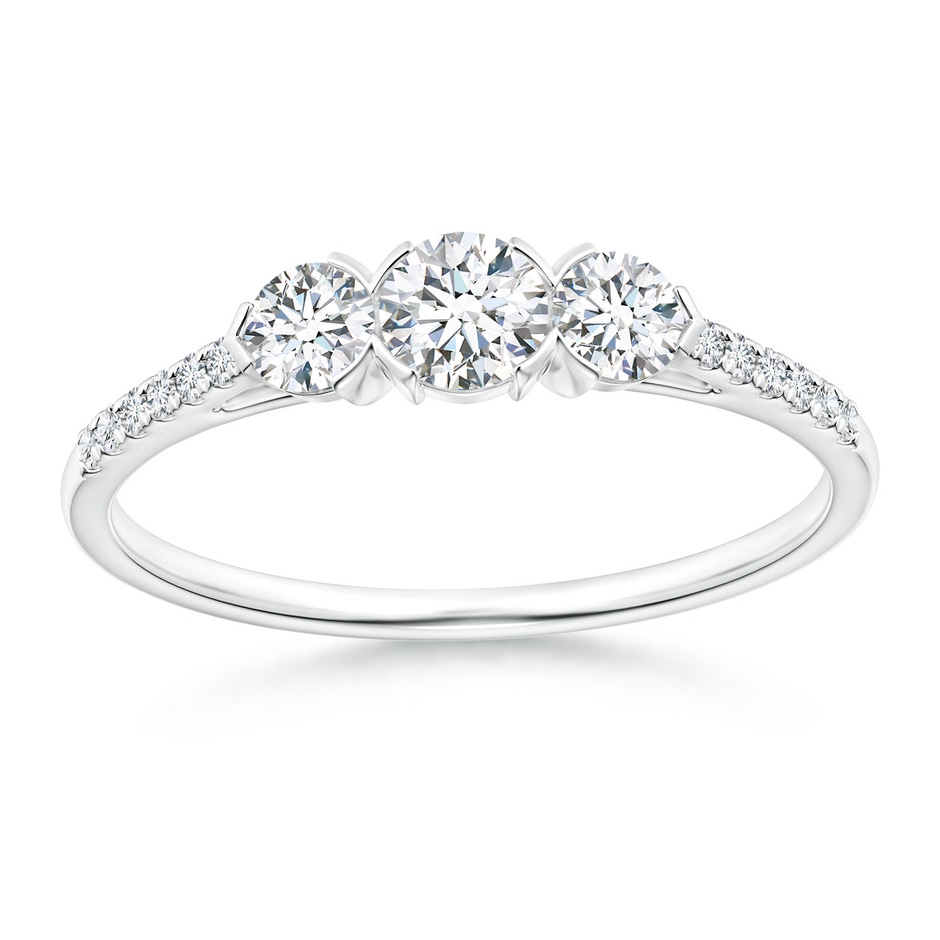 3.8mm GVS2 Unique Prong-Set Diamond Three Stone Engagement Ring in P950 Platinum 
