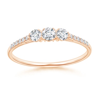 3mm GVS2 Unique Prong-Set Diamond Three Stone Engagement Ring in 9K Rose Gold