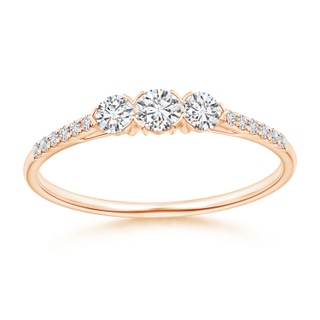 3mm HSI2 Unique Prong-Set Diamond Three Stone Engagement Ring in Rose Gold