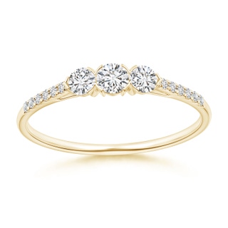 3mm HSI2 Unique Prong-Set Diamond Three Stone Engagement Ring in Yellow Gold