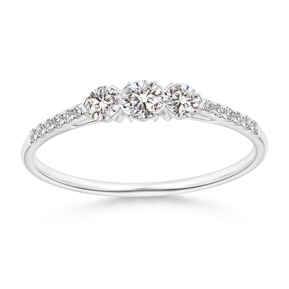3mm IJI1I2 Unique Prong-Set Diamond Three Stone Engagement Ring in White Gold 