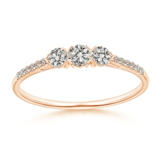 3mm KI3 Unique Prong-Set Diamond Three Stone Engagement Ring in 10K Rose Gold