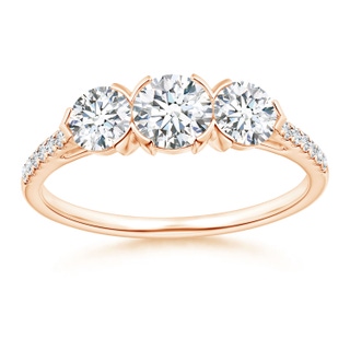 4.8mm GVS2 Unique Prong-Set Diamond Three Stone Engagement Ring in 10K Rose Gold