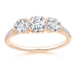 4.8mm GVS2 Unique Prong-Set Diamond Three Stone Engagement Ring in 9K Rose Gold