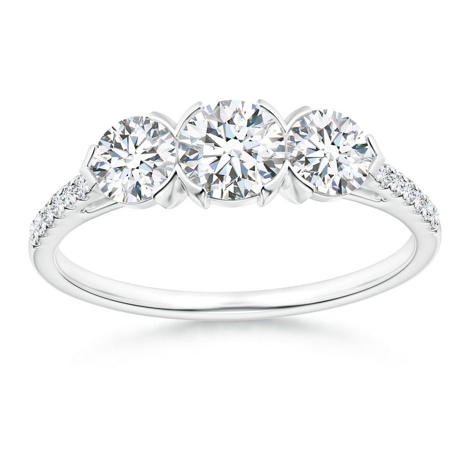 4.8mm GVS2 Unique Prong-Set Diamond Three Stone Engagement Ring in P950 Platinum 