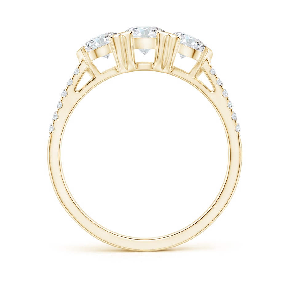 4.8mm GVS2 Unique Prong-Set Diamond Three Stone Engagement Ring in Yellow Gold Side-1