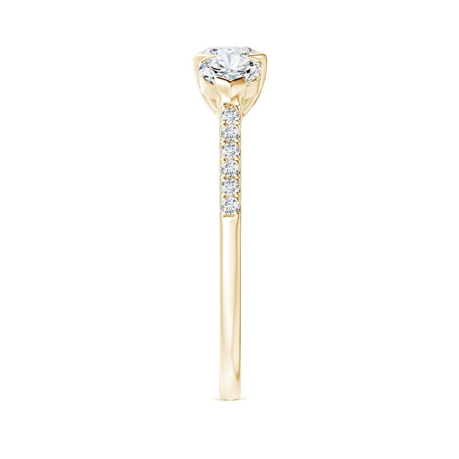 4.8mm GVS2 Unique Prong-Set Diamond Three Stone Engagement Ring in Yellow Gold Side-2