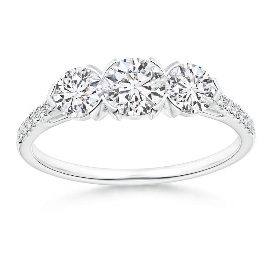 4.8mm HSI2 Unique Prong-Set Diamond Three Stone Engagement Ring in P950 Platinum 