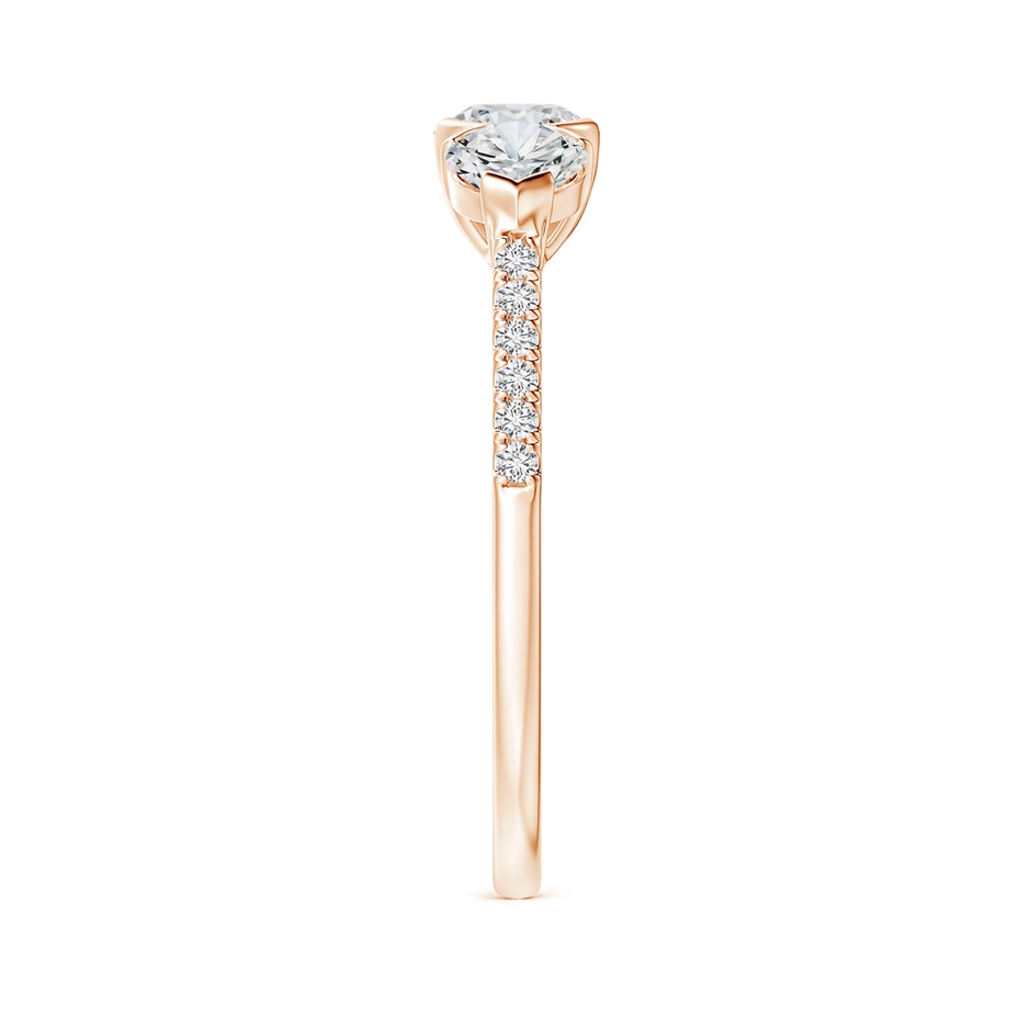 4.8mm HSI2 Unique Prong-Set Diamond Three Stone Engagement Ring in Rose Gold side-2