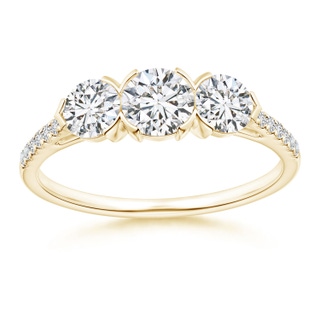 4.8mm HSI2 Unique Prong-Set Diamond Three Stone Engagement Ring in Yellow Gold