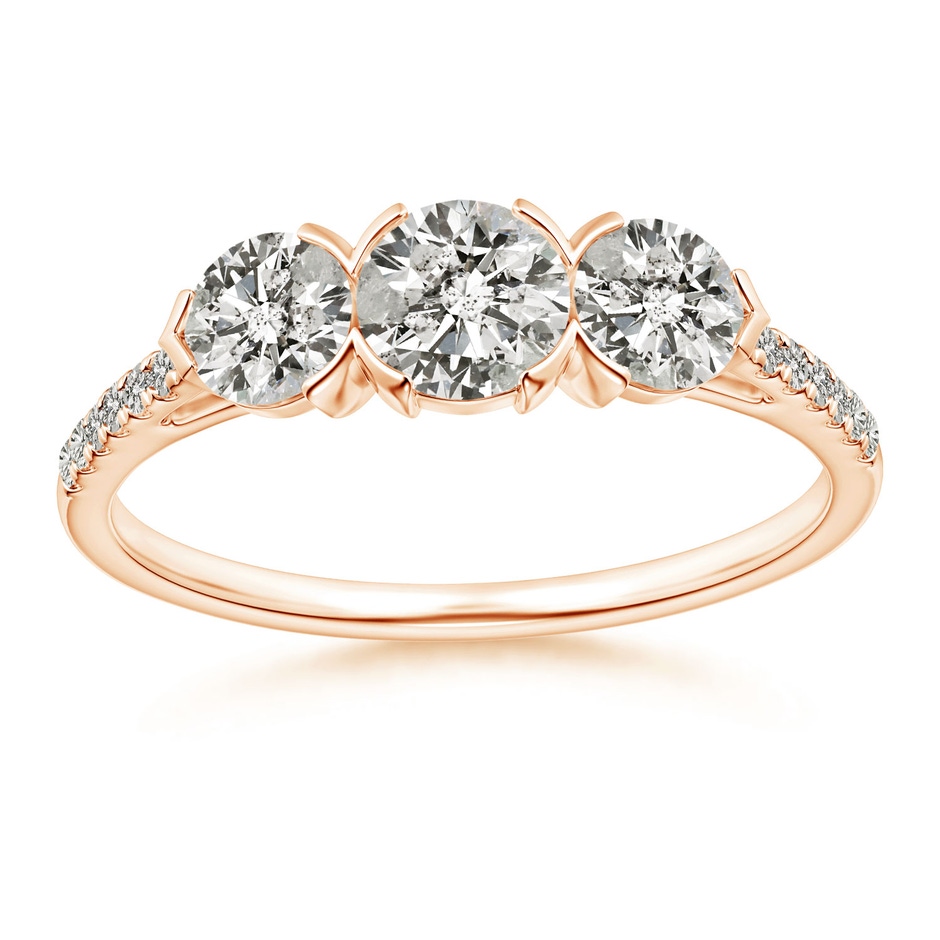 4.8mm KI3 Unique Prong-Set Diamond Three Stone Engagement Ring in Rose Gold 
