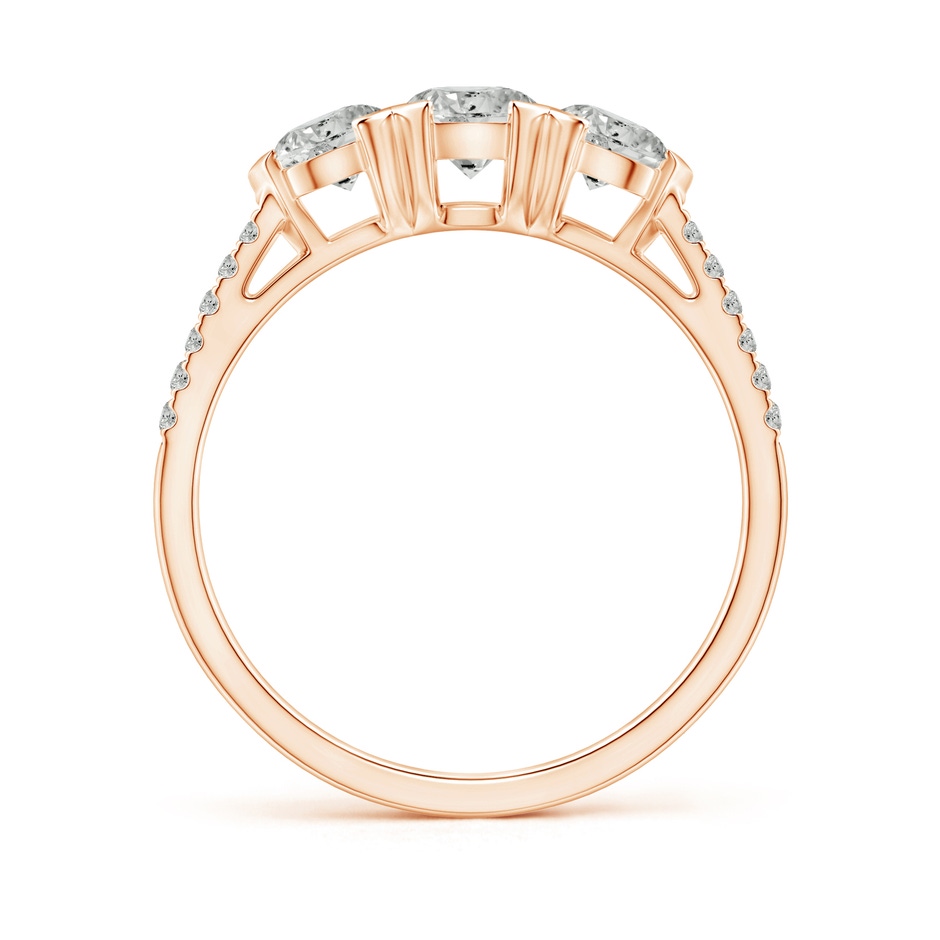 4.8mm KI3 Unique Prong-Set Diamond Three Stone Engagement Ring in Rose Gold side-1