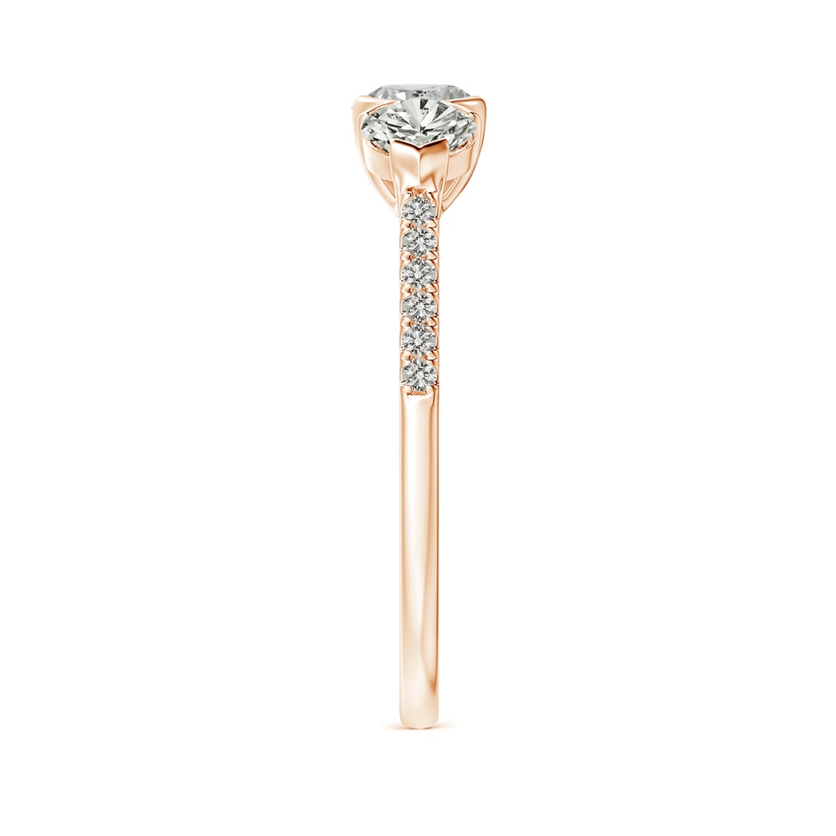 4.8mm KI3 Unique Prong-Set Diamond Three Stone Engagement Ring in Rose Gold side-2