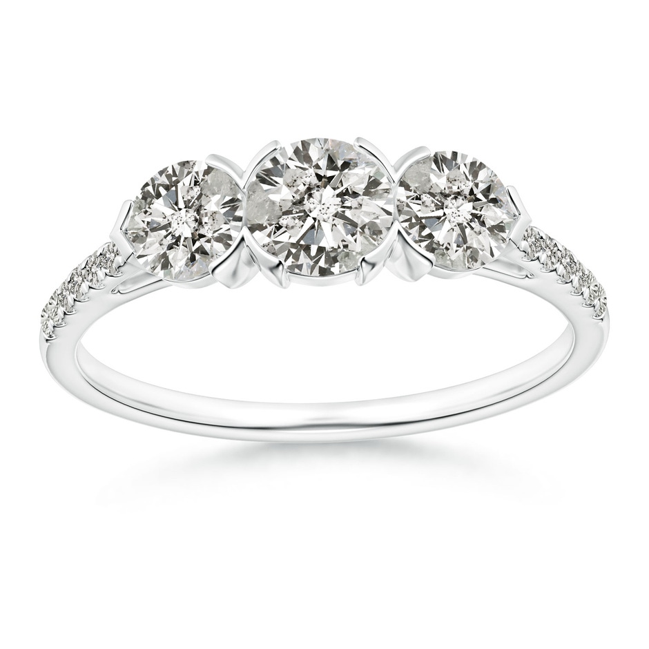 4.8mm KI3 Unique Prong-Set Diamond Three Stone Engagement Ring in White Gold 