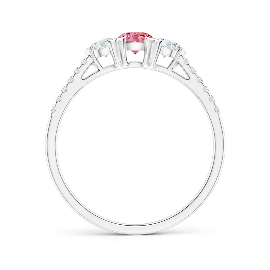 3.8mm AAAA Unique Prong-Set Fancy Intense Pink Diamond Three Stone Engagement Ring in White Gold side 199